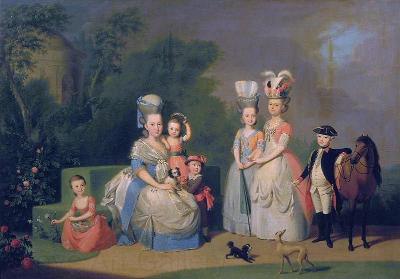 unknow artist Portrait of Carolina Wilhelmina of Orange (1743-1787) and her children. Norge oil painting art